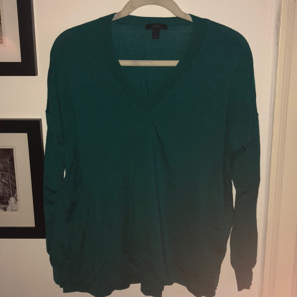 J.Crew emerald green V neck sweater
